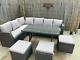 9 Seater Rattan Dining Table Garden Furniture Sofa Set Conservatory Outdoor Grey