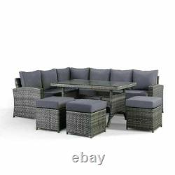 9 Seater Rattan Dining Table Garden Furniture Sofa Set Conservatory Outdoor Grey
