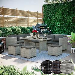 9 Seater Rattan Garden Furniture 10pc Corner Sofa Table Chair Outdoor Patio Set