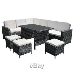 9 Seater Rattan Garden Furniture Sofa Dining Table Set Conservatory Outdoor