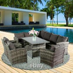 9 Seats Rattan Garden Furniture Set With Chairs Table Patio Outdoor Conservatory