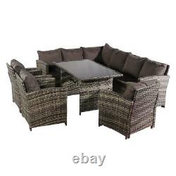 9 Seats Rattan Garden Furniture Set With Chairs Table Patio Outdoor Conservatory