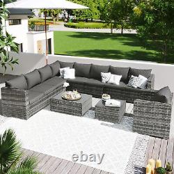 9-seater Rattan Garden Corner Sofa Set Patio Outdoor Furniture with Coffee Table