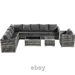 9-seater Rattan Garden Corner Sofa Set Patio Outdoor Furniture with Coffee Table