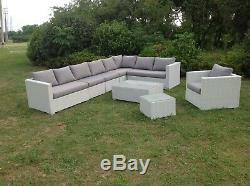 9 seater deep seat rattan corner sofa chairs 2 table outdoor garden furniture