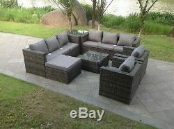 9 seater wicker rattan sofa set coffee table ottoman outdoor garden furniture
