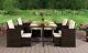 9pc Rattan Outdoor Garden Patio Furniture Set 4 Chairs 4 Stools & Dining Table