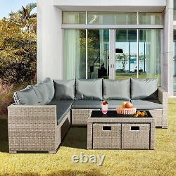 Acorn Living Rattan Garden Furniture 8 Seater, Lounge Corner Sofa Sets with 2 St