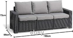 Allibert by Keter California 3 Seater Rattan Sofa Outdoor Garden Furniture