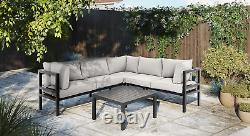 Aluminium Corner Lounge Set, Grey Garden Furniture Outdoor Rattan Assembled