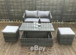 Aluminium Frame Compact Rattan Garden Furniture Set Bistro Balcony Outdoor Patio