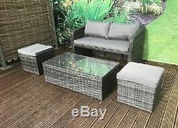 Aluminium Frame Compact Rattan Garden Furniture Set Bistro Balcony Outdoor Patio