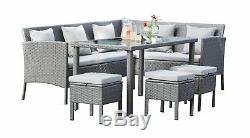 Argos Home 8 Seater Rattan Effect Corner Sofa Set Garden Furniture Grey