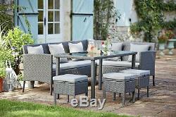 Argos Home 8 Seater Rattan Effect Corner Sofa Set Garden Furniture Grey