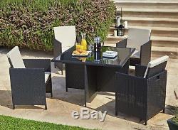 Argos Home Cube 4 Seater Rattan Effect Table & Chairs Garden Furniture