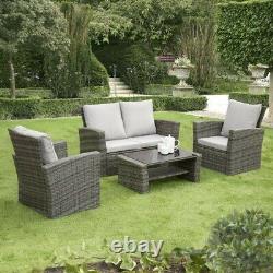 Aria Rattan Garden Furniture, 4 Piece Patio Set Table Chairs Grey or Brown