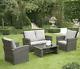 Aria Rattan Garden Furniture 4 Piece Patio Set Table Chairs Grey Or Brown. St 2