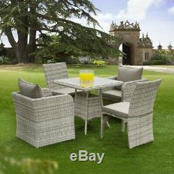 Aruba 4 Seat Rattan Wicker Luxury Dining Set Table Chair Garden Patio Furniture
