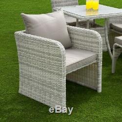 Aruba 4 Seat Rattan Wicker Luxury Dining Set Table Chair Garden Patio Furniture