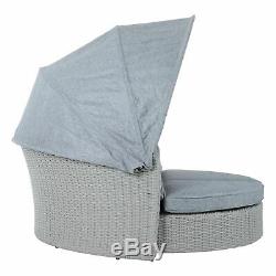 Azuma Milan Sun Lounger Day Bed Rattan Garden Furniture 2 Seat Sofa With Canopy