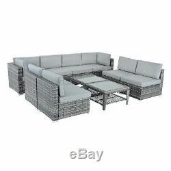 Azuma Outdoor Monaco 10pc Aluminium Rattan Garden Furniture Patio Sofa Set Grey