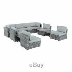 Azuma Outdoor Monaco 10pc Aluminium Rattan Garden Furniture Patio Sofa Set Grey