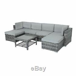 Azuma Outdoor Monaco 7pc Aluminium Rattan Garden Furniture Patio Sofa Set Grey