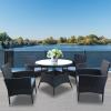 Birchtree Rattan Garden Furniture Set 4 Chair And 1 Round Glass Table Set Patio