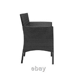 BLack 4 PCS Rattan Garden Furniture Set Chair sofa Table Patio Conservatory