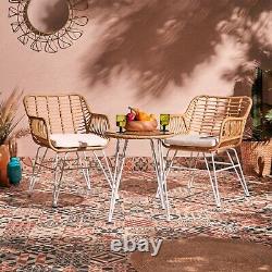 BTFY Rattan Bistro Set Hand Woven Wicker Cane Style Outdoor Garden Furniture