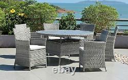 BackYard Furniture Maintenance-Free Rattan 6 Seater Round Garden Dining Outdoor
