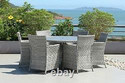 BackYard Furniture Maintenance-Free Rattan 6 Seater Round Garden Dining Outdoor