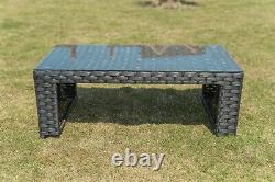 Barcelona 8 seater corner sofa coffee table set garden furniture grey rattan set