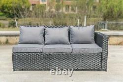 Barcelona 8 seater corner sofa coffee table set garden furniture grey rattan set