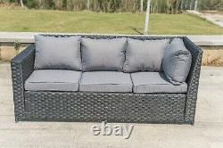 Barcelona 8 seater corner sofa coffee table set garden furniture grey rattan set