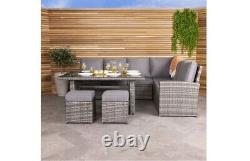 Bentley 6 Seater Premium Rattan Dining Set Grey grade B return