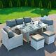 Billyoh Minerva Rattan Garden Furniture 7 Seater Dining Sofa Set Grey / Natural