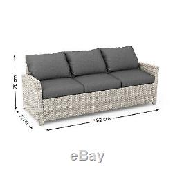 BillyOh Minerva Rattan Garden Furniture 7 Seater Dining Sofa Set Grey / Natural