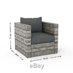 BillyOh Seville 8 Seater Rattan Outdoor Garden Furniture Sofa Set Mixed Grey