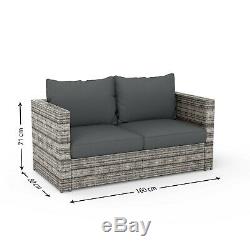 BillyOh Seville 8 Seater Rattan Outdoor Garden Furniture Sofa Set Mixed Grey