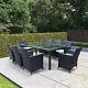 Billyoh Siena Rattan Garden Furniture 8 Seater Dining Set Glass Top Table Black
