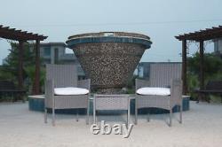 Bistro Rattan Set Garden Patio 3pc Furniture Table & Chair Outdoor Wicker