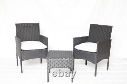 Bistro Rattan Set Garden Patio 3pc Furniture Table & Chair Outdoor Wicker