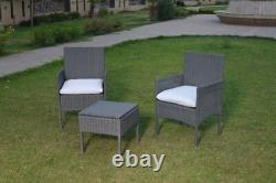 Bistro Rattan Set Garden Patio 3pc Furniture Table & Chair Outdoor Wicker