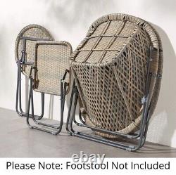 Bistro Set 2 Rattan Garden Furniture Seat 2 Chairs & Coffee Table (Grey/Brown)