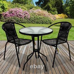 Bistro Sets Black Wicker Table Chair Patio Garden Outdoor Furniture Diner Home