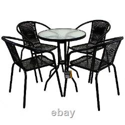 Bistro Sets Black Wicker Table Chair Patio Garden Outdoor Furniture Diner Home