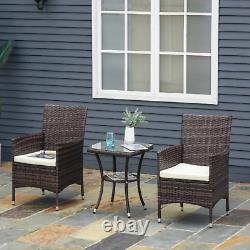 Bistro Table and Chairs Set 2 Seater Rattan Garden Patio Furniture Coffee Wicker