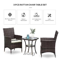 Bistro Table and Chairs Set 2 Seater Rattan Garden Patio Furniture Coffee Wicker