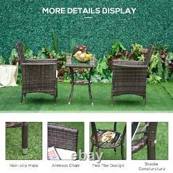 Bistro Table and Chairs Set 2 Seater Rattan Garden Patio Furniture Coffee Wicker